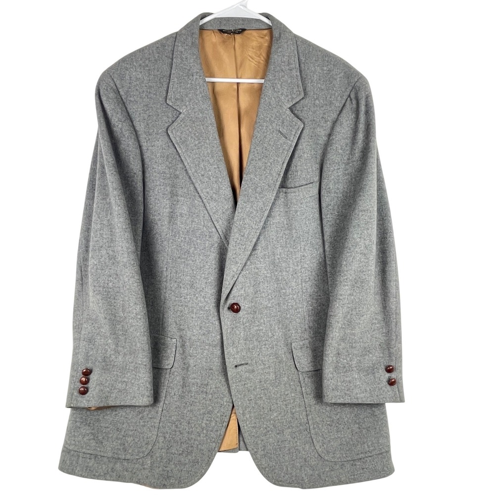 Vintage‎ Wallachs Camel Hair Blazer USA Union ACTWU Mens Jacket Gray 32 EX